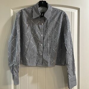 Black and White Striped Men's Shirt